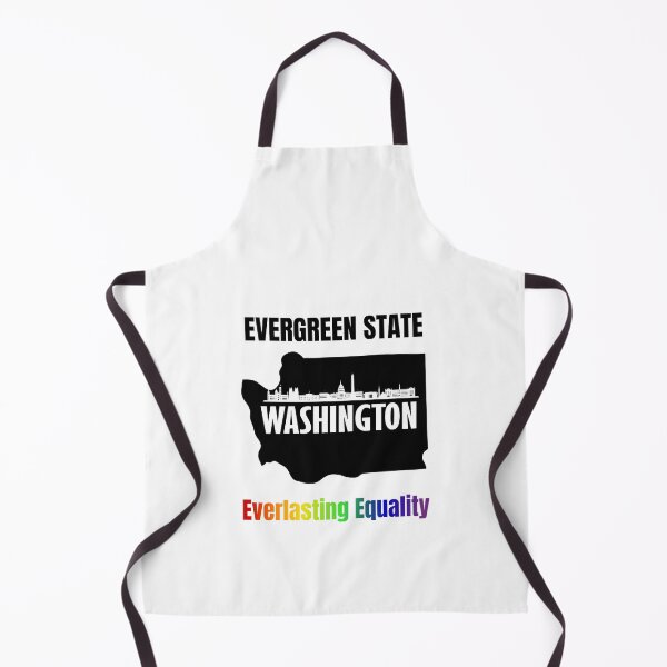 Item preview, Map of Washington with skyline and slogan with rainbow color text. LGBTQ+ tees, Positive slogan Tees, evergreen state Washington everlasting equality, slogan designed and sold by PrideBeProud.