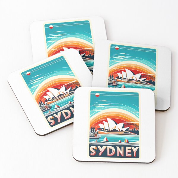 Item preview, Vintage Minimal Sydney - Retro travel stickers with Opera House and Harbor Bridge designed and sold by pod24.