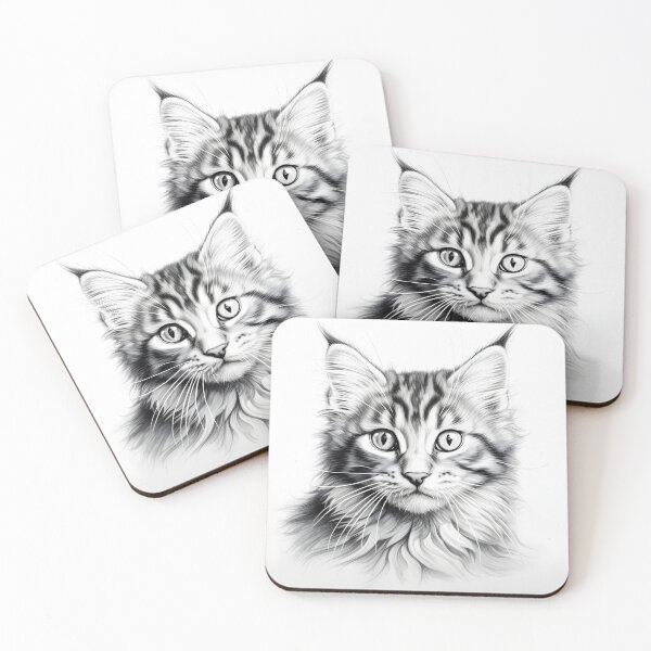 Item preview, Black and white cat pencil drawing designed and sold by Pencil-Art.