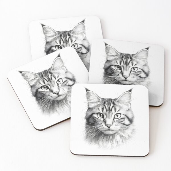 Item preview, Black and white cat pencil drawing designed and sold by Pencil-Art.
