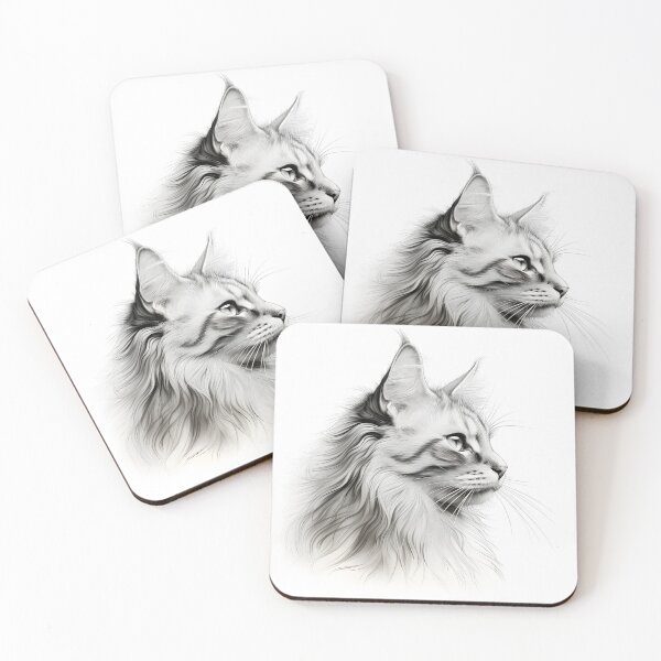 Item preview, Black and white cat pencil drawing designed and sold by Pencil-Art.
