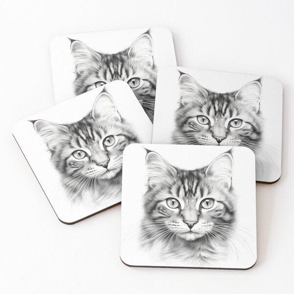 Item preview, Black and white cat pencil drawing designed and sold by Pencil-Art.