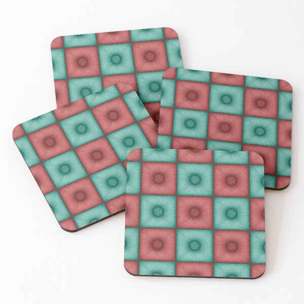 Item preview, Chess pattern from "Pouf" tiles the aquamarine color and burnt umber color designed and sold by Cherevan.