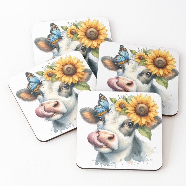 Item preview, Cute Funny Cow Sunflower Butterfly designed and sold by tsuttles.