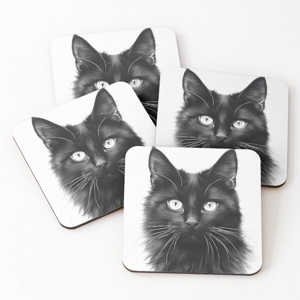 Artikelvorschau, Schwarz-weiße Katze-Bleistiftzeichnung entworfen und verkauft von Pencil-Art.