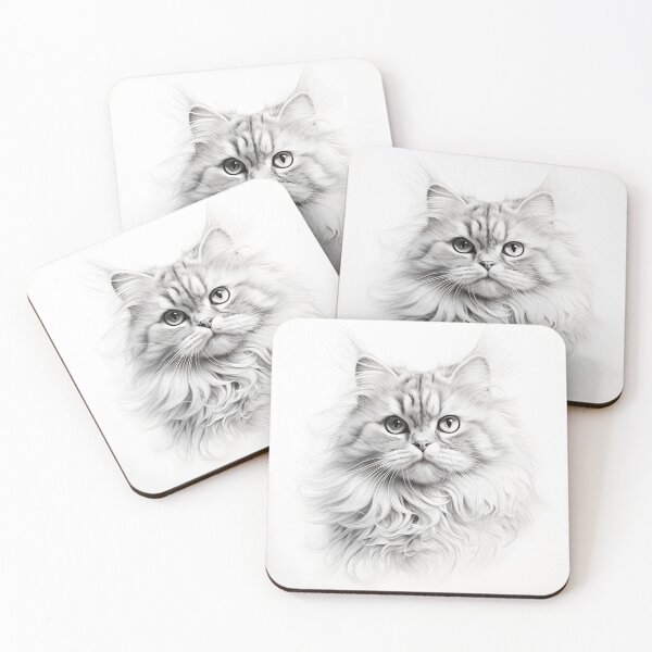 Item preview, Black and white cat pencil drawing designed and sold by Pencil-Art.