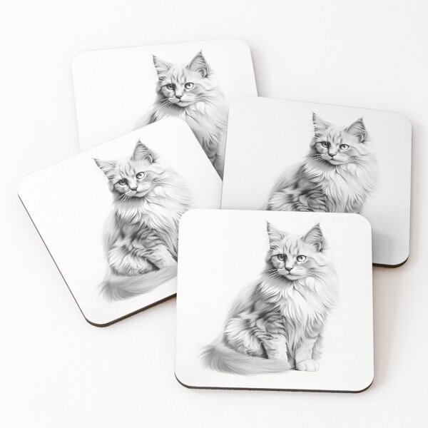 Artikelvorschau, Schwarz-weiße Katze-Bleistiftzeichnung entworfen und verkauft von Pencil-Art.