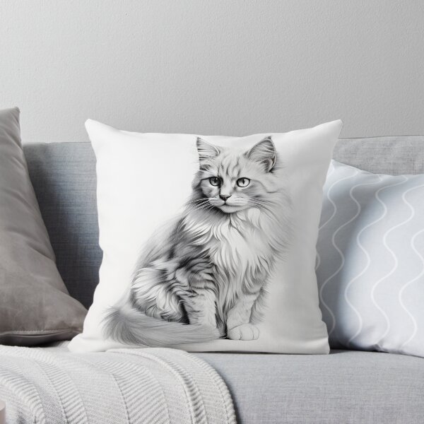 Artikelvorschau, Schwarz-weiße Katze-Bleistiftzeichnung entworfen und verkauft von Pencil-Art.