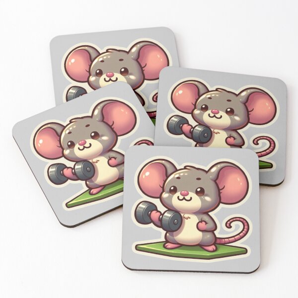 Item preview, Adorable Mouse with Dumbbells designed and sold by StickerStudio27.