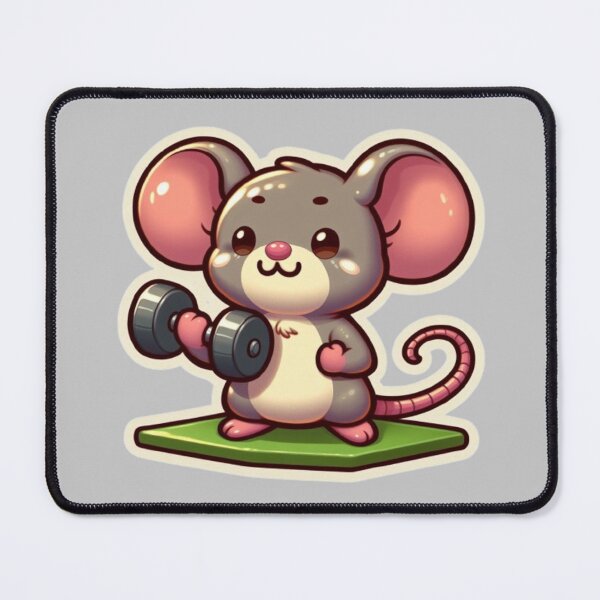 Item preview, Adorable Mouse with Dumbbells designed and sold by StickerStudio27.