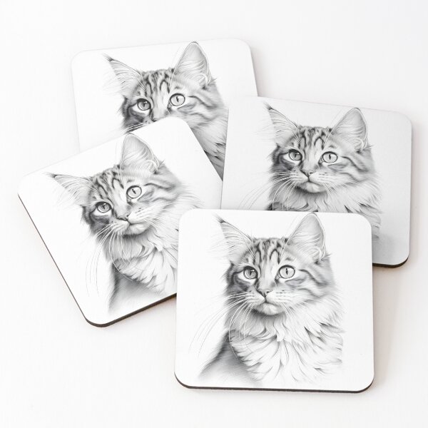 Item preview, Black and white cat pencil drawing designed and sold by Pencil-Art.