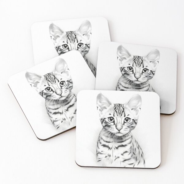 Artikelvorschau, Schwarz-weiße Katze-Bleistiftzeichnung entworfen und verkauft von Pencil-Art.
