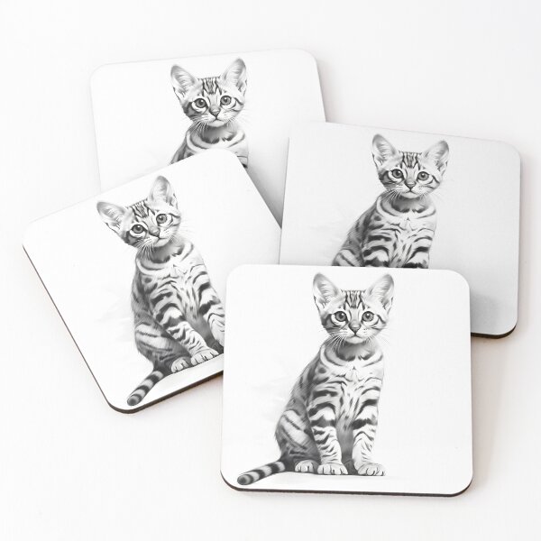 Item preview, Black and white cat pencil drawing designed and sold by Pencil-Art.