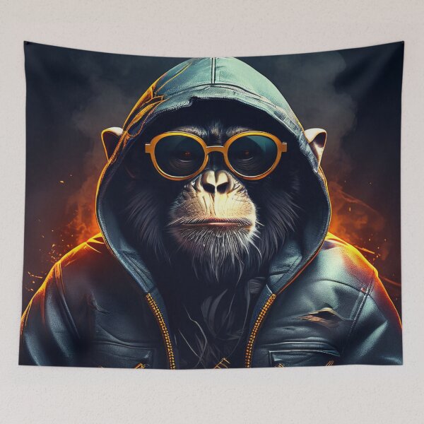 Item preview, Rap style monkey with glasses designed and sold by LuckyFamily.