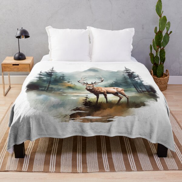 Artikelvorschau, Schöne Landschaft mit Hirsch & Berge, Geschenk Wandern entworfen und verkauft von Andrea-Design.
