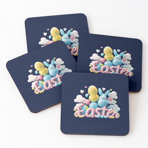 Item preview, Whimsical Easter: Vibrant Rabbits Rendering designed and sold by Ace Apparel  Attire.