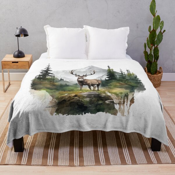 Artikelvorschau, Schöne Landschaft mit Hirsch & Berge, Geschenk Wandern entworfen und verkauft von Andrea-Design.