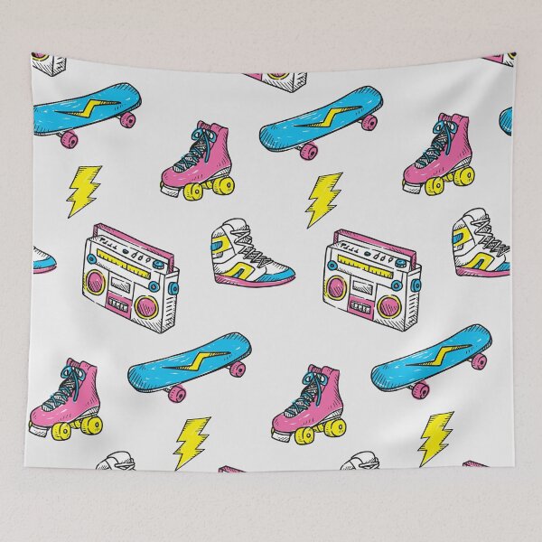 Item preview, Retro Skateboard, Roller Skate, 80's Stereo Pattern designed and sold by PinkCrushed.