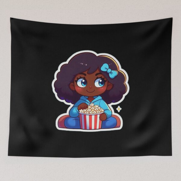 Item preview, Cute black girl with popcorn designed and sold by Culmika.