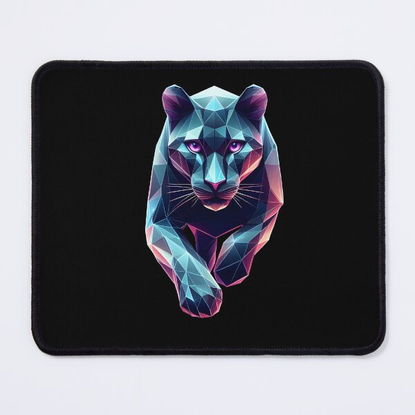 Item preview, 3d geometric origami panther neon uv reflections, 3D polygonal illustration designed and sold by CutOriginalArt.