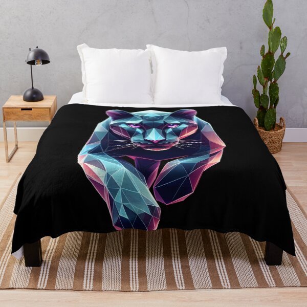 Item preview, 3d geometric origami panther neon uv reflections, 3D polygonal illustration designed and sold by CutOriginalArt.