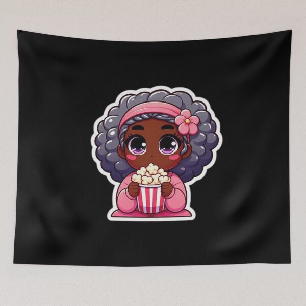Item preview, Cute black girl with popcorn designed and sold by Culmika.
