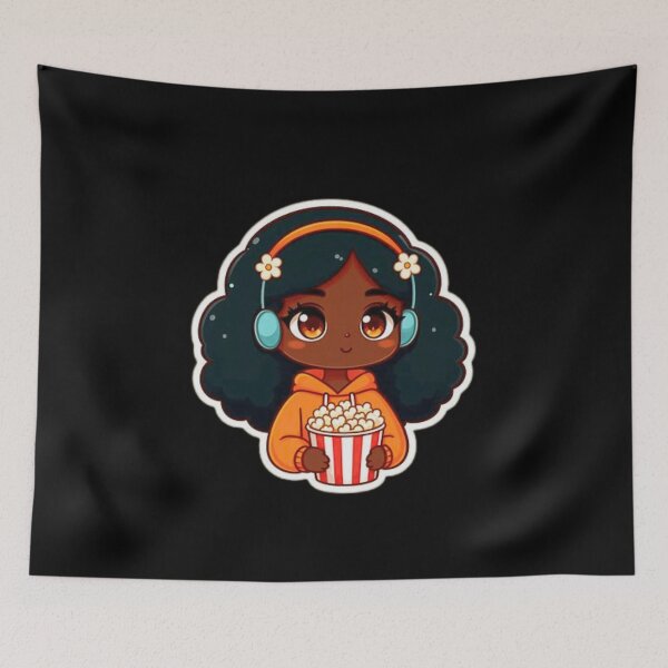 Item preview, Cute black girl with popcorn designed and sold by Culmika.