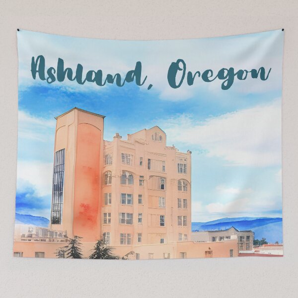 Item preview, Downtown Ashland Oregon In A Watercolor Painting Style Design designed and sold by OregonsOwn.