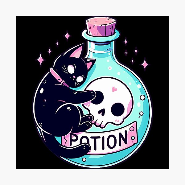 Item preview, Kawaii Black Cat, Death Potion designed and sold by TomFrontierArt.