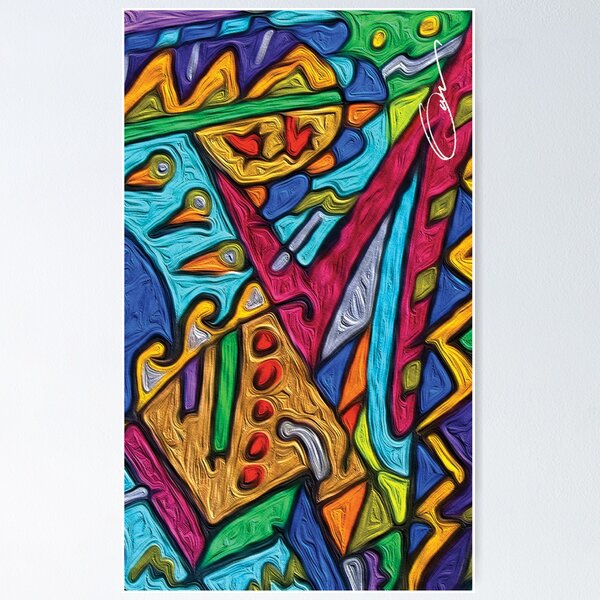 The Delivery a whimsical  hand drawing with vibrant multicolors. Poster