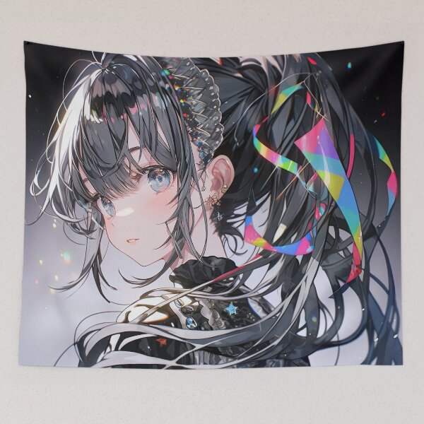 Item preview, Iridescent Holographic Twintails Anime Girl designed and sold by bubblegoth.