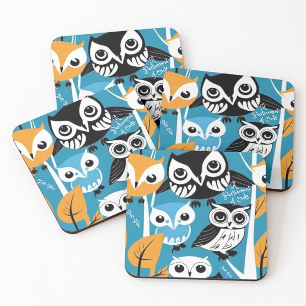 Item preview, A Parliament of Owls colourful Scandinavian-inspired vintage design designed and sold by saywhatcreative.