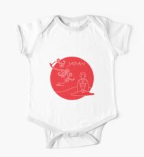 Branch of cherry blossoms and asian woman. One Piece - Short Sleeve