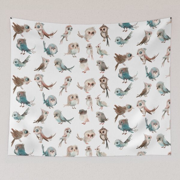 Item preview, whimsical Quirky bird pattern- Tim Burton Inspired designed and sold by 33wolvesdesigns.