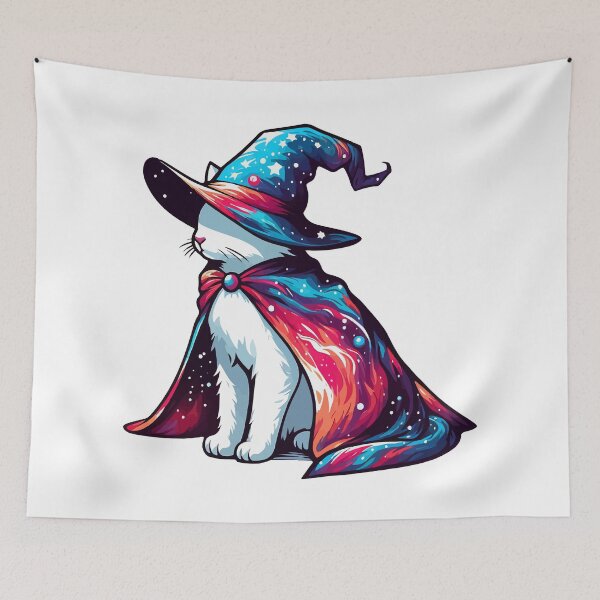 Item preview, Cute White Cosmic Cat Wizard designed and sold by TomFrontierArt.