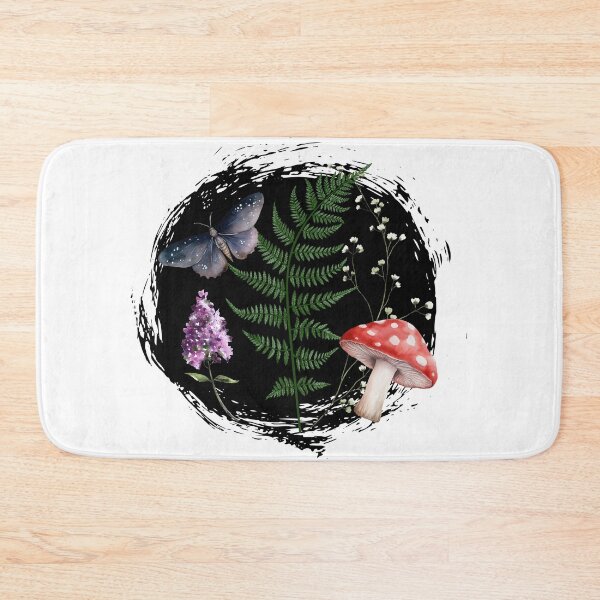 Item preview, Lunar Moon Moth with Fly Agaric toadstool Fern and Lilac designed and sold by WildWoodlandWitch.