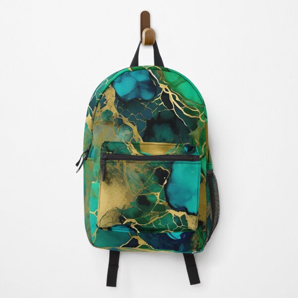Item preview, Modern Abstract Art with Green, Azure, Dark Blue, Colors with Gold Veins; designed and sold by branaghbel.
