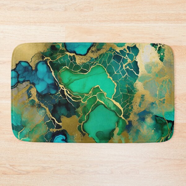 Item preview, Modern Abstract Art with Green, Azure, Dark Blue, Colors with Gold Veins; designed and sold by branaghbel.
