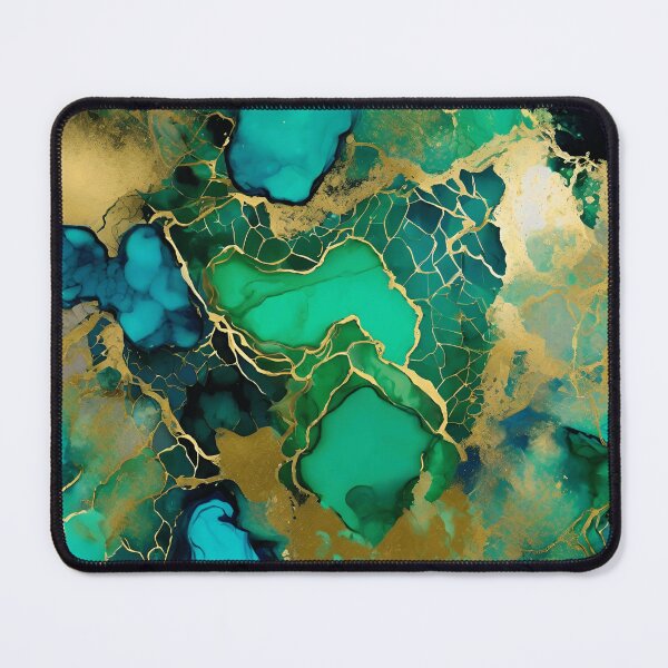 Item preview, Modern Abstract Art with Green, Azure, Dark Blue, Colors with Gold Veins; designed and sold by branaghbel.
