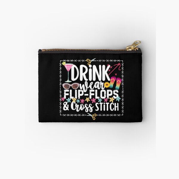Item preview, Drink Wear Flip Flops And Cross Stitch Cross Stitcher designed and sold by SunfullyYours.