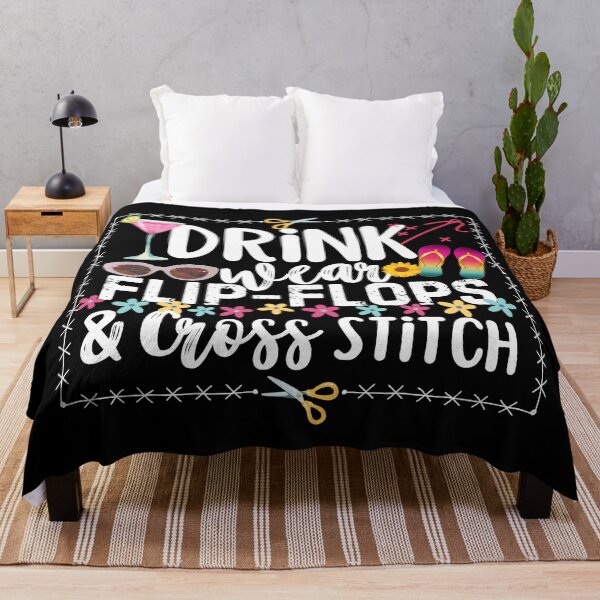 Item preview, Drink Wear Flip Flops And Cross Stitch Cross Stitcher designed and sold by SunfullyYours.