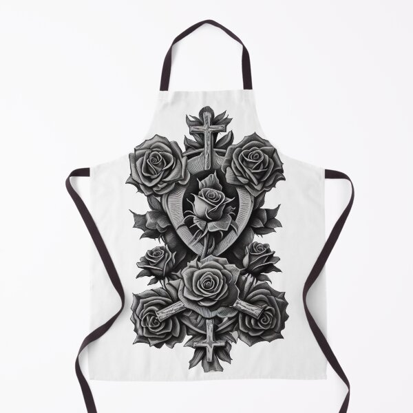 Item preview, Holy cross with roses rosary rose cross in black and white designed and sold by Frostquest.