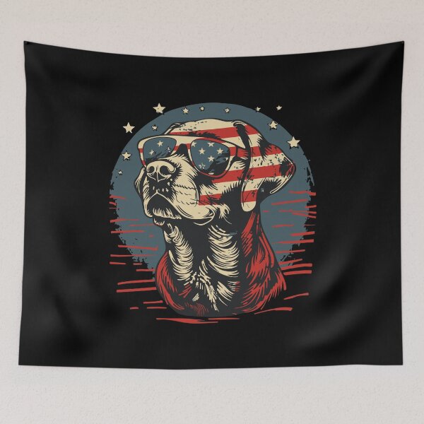 Item preview, Patriotic Labrador Retriever, USA black lab, funny chocolate lab, American flag fashion for men women kids designed and sold by TheRealmWithin.