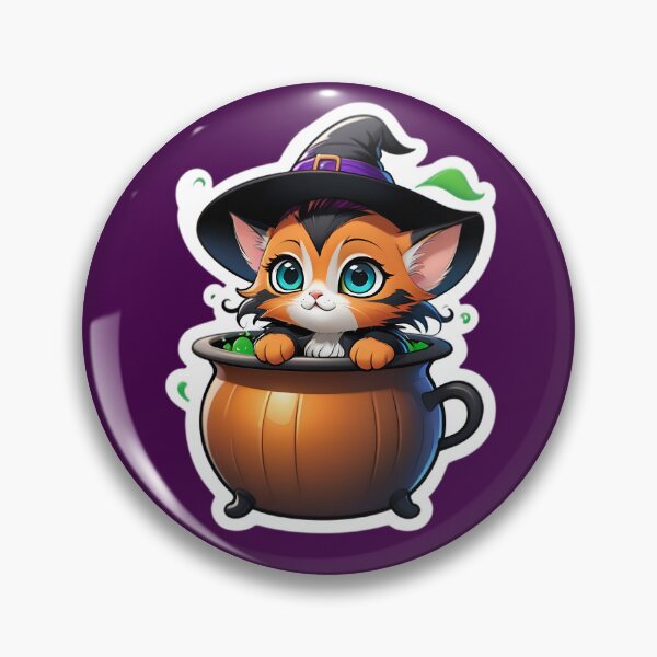 Artikelvorschau, Cute Kitty Cat Witch In A Pot entworfen und verkauft von TheArtOfPat.