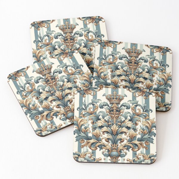 Item preview, Dusk Blue & White Stripes With Baroque designed and sold by DesignsByPrnces.