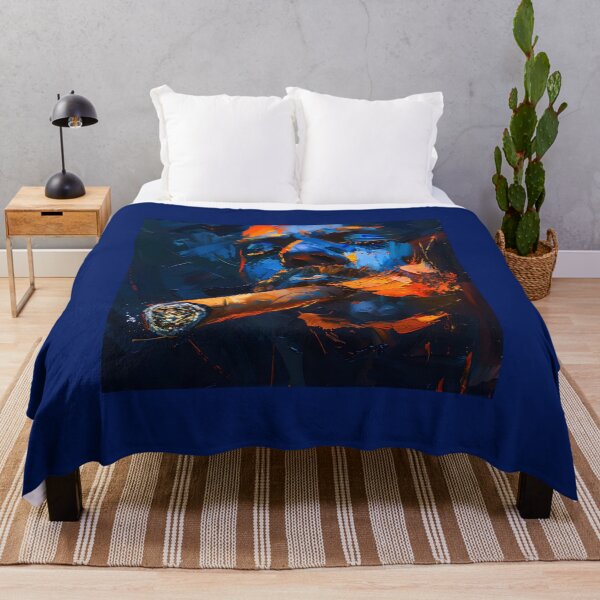 Item preview, Ember Enigma- Unveiling the Man's Serenity Amidst Digital Cigar's Dark Blue Hues designed and sold by OlfactoART Studio.