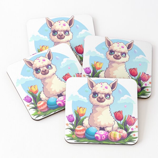 Item preview, Kawaii Easter Llama with Painted Easter Eggs designed and sold by KawaiiArtStyle.