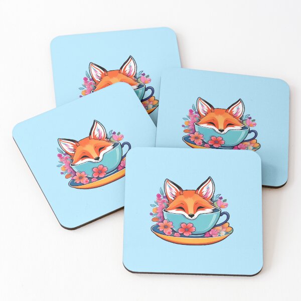 Artikelvorschau, süßer Fuchs in einer blumigen Teetasse entworfen und verkauft von Cosmicreations1.