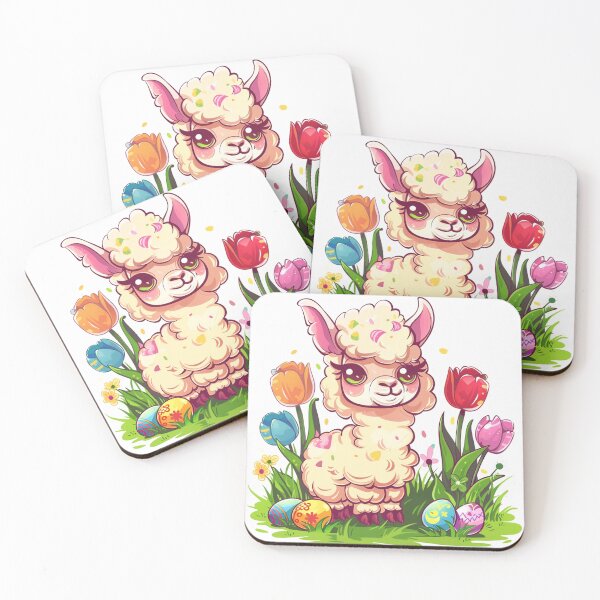 Item preview, Kawaii Easter Llama with Painted Easter Eggs designed and sold by KawaiiArtStyle.