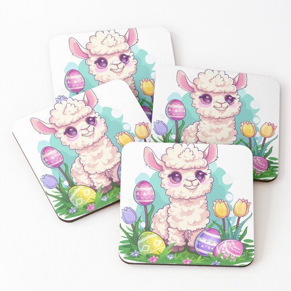Item preview, Kawaii Easter Llama with Painted Easter Eggs designed and sold by KawaiiArtStyle.